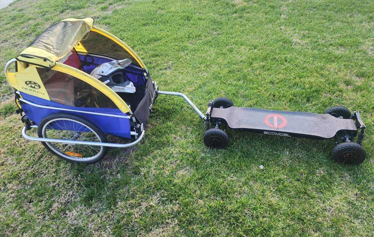 Keith Coronado Converts Ecomobl M24 Electric Skateboard  into a Stroller