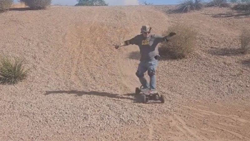 My bud on a m24 skateboard i own. Didnt even know he could ride!